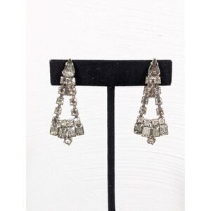 Estate Silver Crystal Drop Earrings